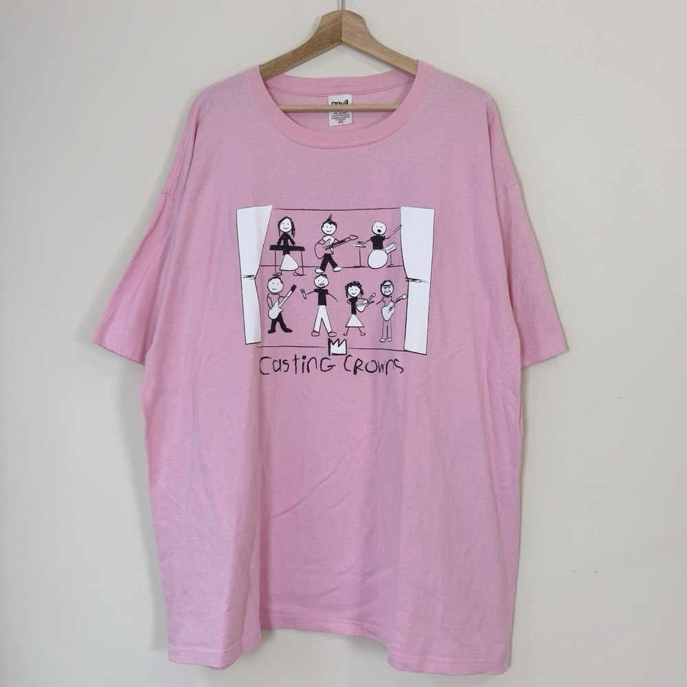 Vintage 90's Casting Crowns Christian Rock Band Pink Tee Shirt - XXL